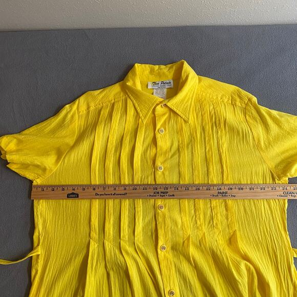 Vtg 80s 90s Two Potato Button Down Tie Back Short Sleeve Maxi Dress M Yellow NOS - Picture 12 of 16